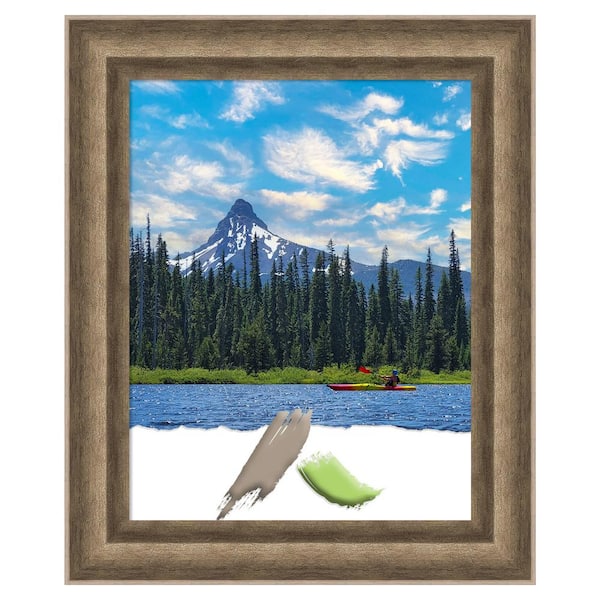 Amanti Art Angled Opening Size 11 in. x 14 in. Bronze Wood Picture Frame