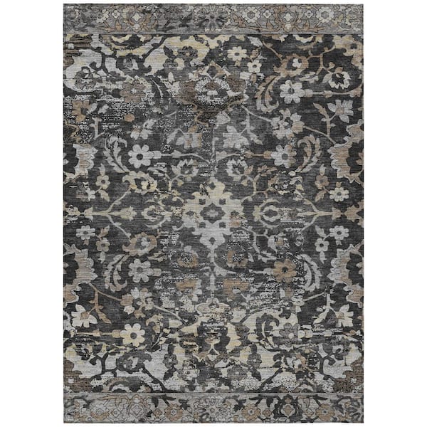 Chantille Machine Washable Indoor/Outdoor Abstract ACN3165 Black 3 ft. x 5 ft. Area Rug
