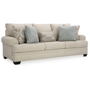 98 in. Rolled Arms Polyester Rectangle 5 Accent Pillows Sofa in Beige, Gray and Black (1 Piece)