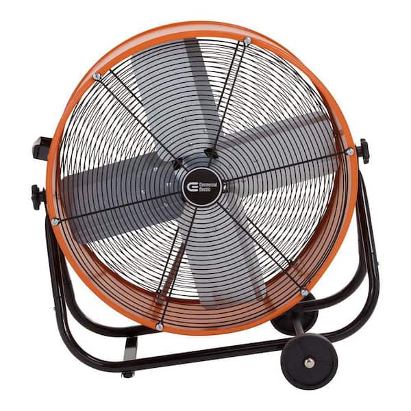 24 in. 2-Speed Drum Fan in Orange with Tiltable Head and 7.5 ft. Power Cord