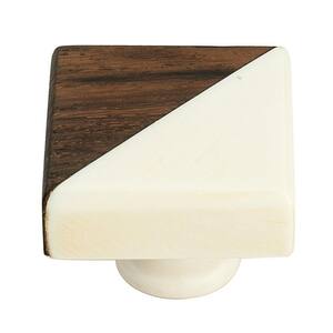 Fusion Half and Half 1-1/3 in. (34 mm) White and Brown Cabinet Knob