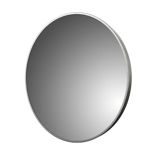 Reflections 28 in. W x 28 in. H Round Aluminum Framed Wall Mount Bathroom Vanity Mirror in Brushed Nickel