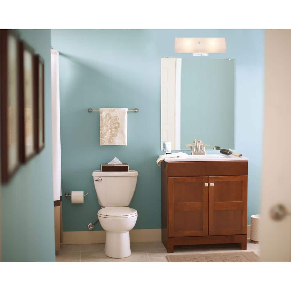 White Metal and Glass 2-Light Bath Vanity Light