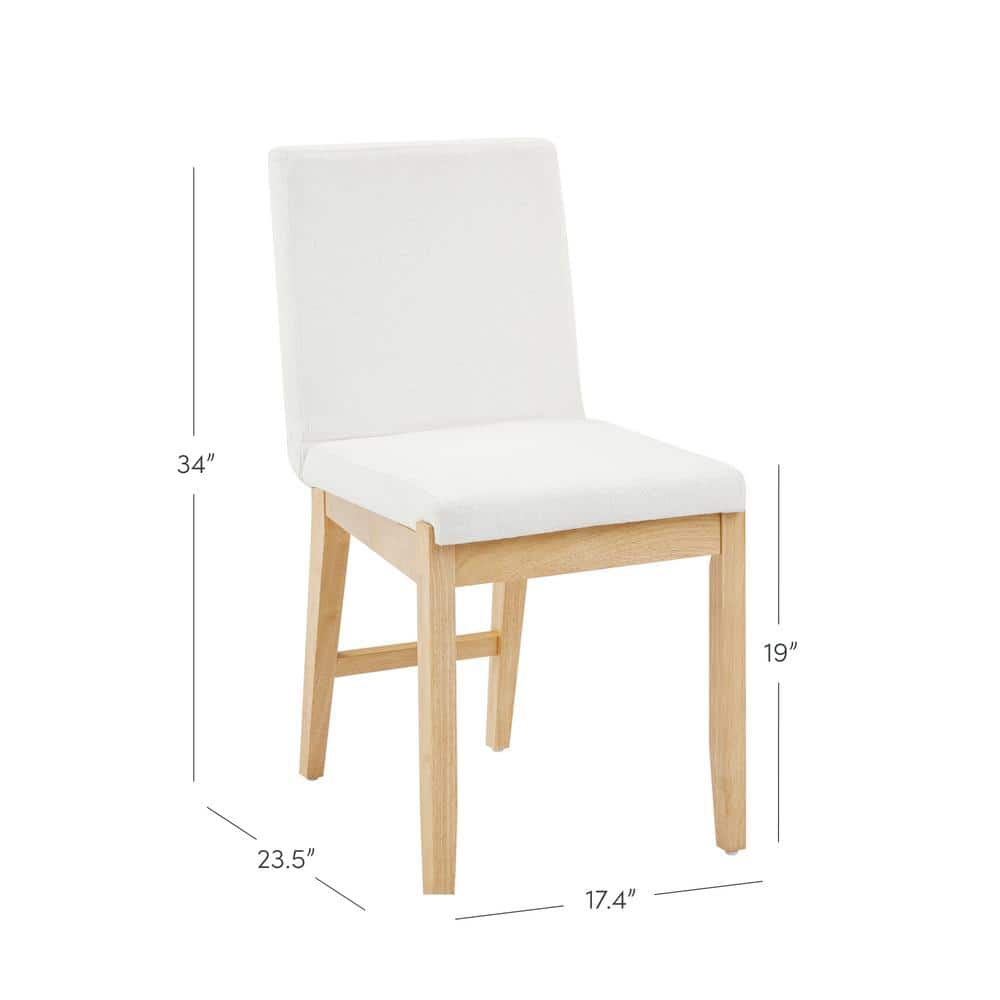 Cream Boucle Upholstered Side Chair with Warm Pine Frame