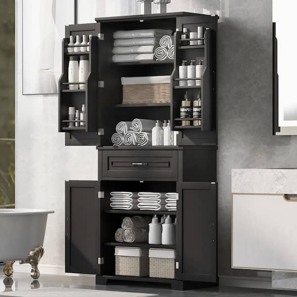 Harper & Bright Designs Black 72.2 in. Accent Storage Cabinet with Drawer, Adjustable Shelves and Storage Doors for Home Office