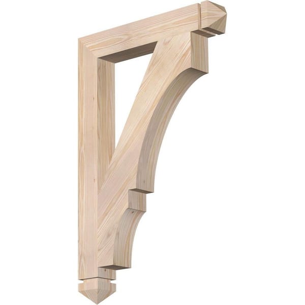 Ekena Millwork 3.5 in. x 36 in. x 24 in. Douglas Fir Balboa Arts and Crafts Smooth Bracket