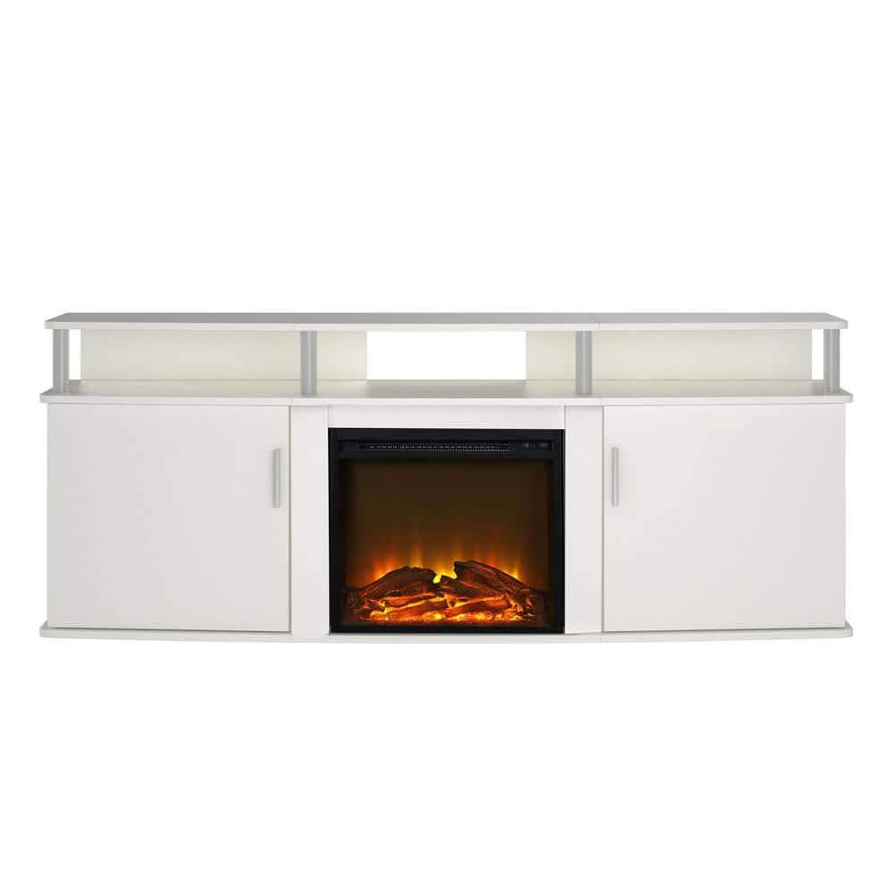 Windsor 63.1 in. Freestanding Electric Fireplace TV Stand in White, Fits TV