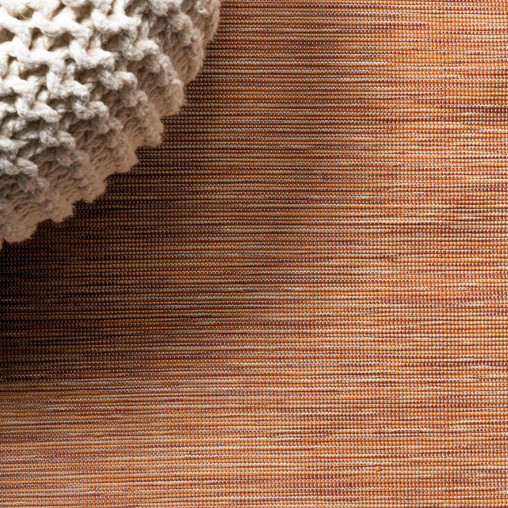 Ethan Modern Flatweave Solid Orange 6' Square Synthetic Rug