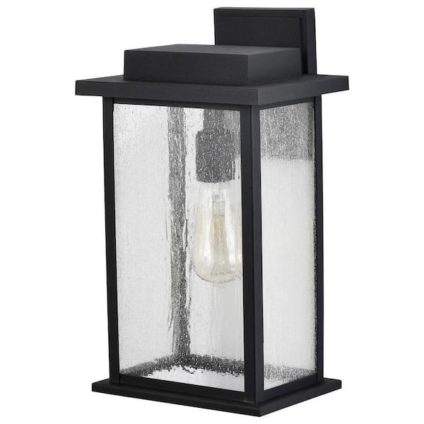 SATCO Sullivan Matte Black Outdoor Hardwired Wall Lantern Sconce with No Bulbs Included