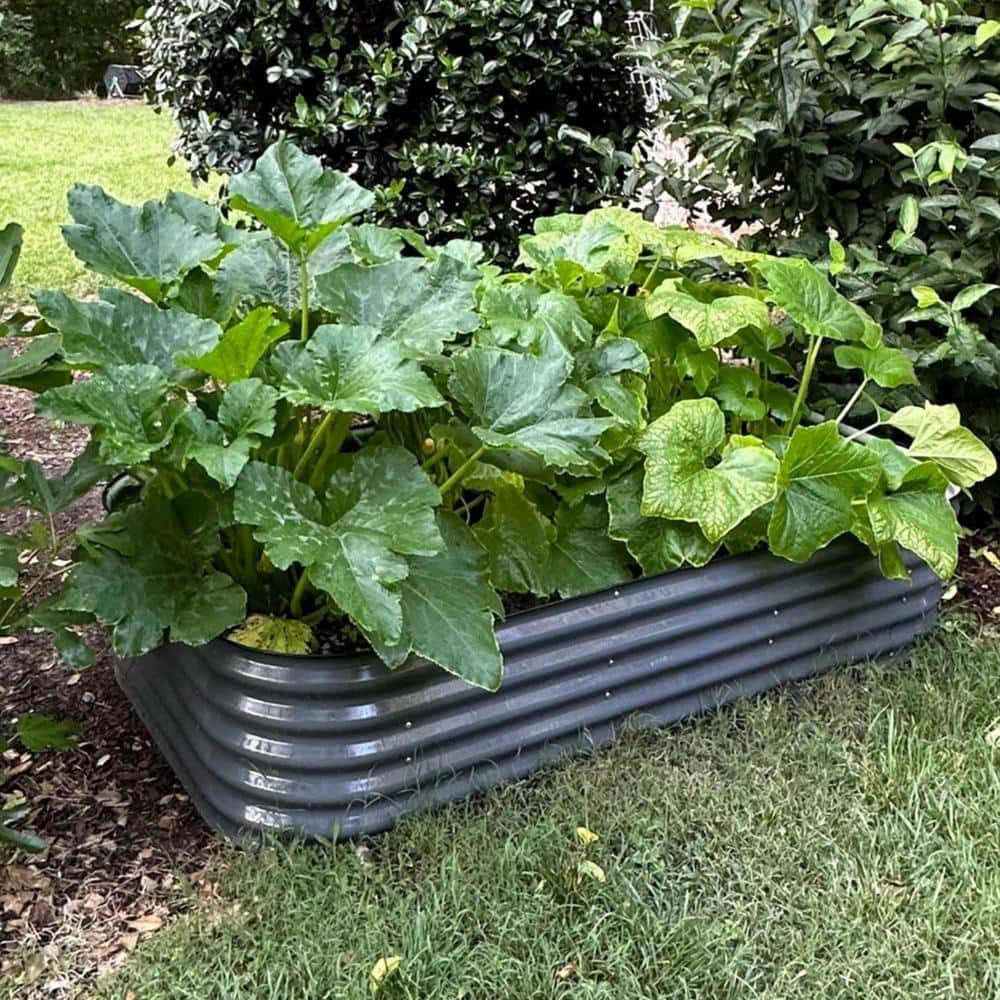 Slate Gray Modular Metal Raised Garden Bed Kit