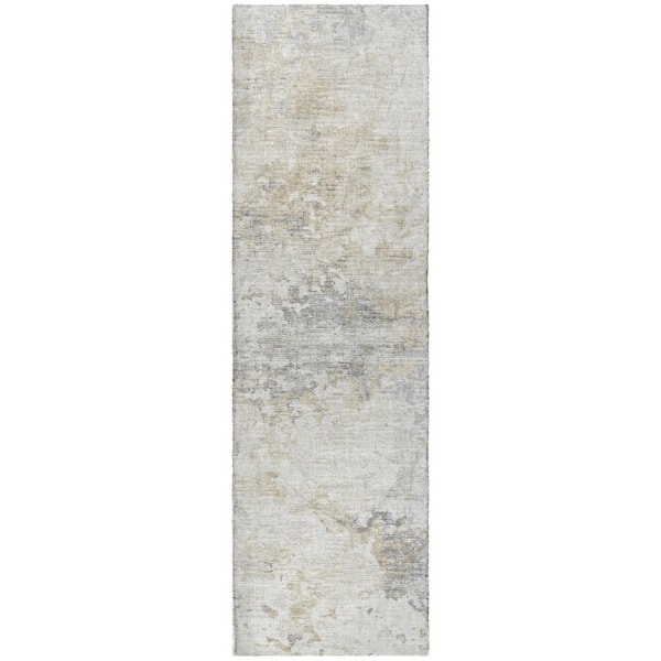 Dream Shag Premium Machine Washable Abstract ADS70 Ivory 2 ft. x 7 ft. Runner Rug