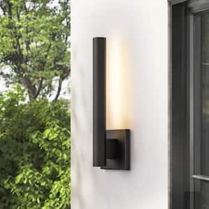 Hailey 1-Light Matte Black Outdoor Hardwired LED Cylinder Wall Sconce