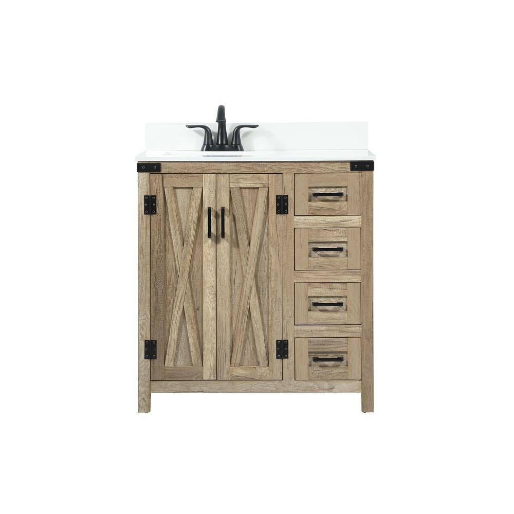 Simply Living 32 in. W x 19 in. D x 34 in. H Bath Vanity in Natural Oak wit