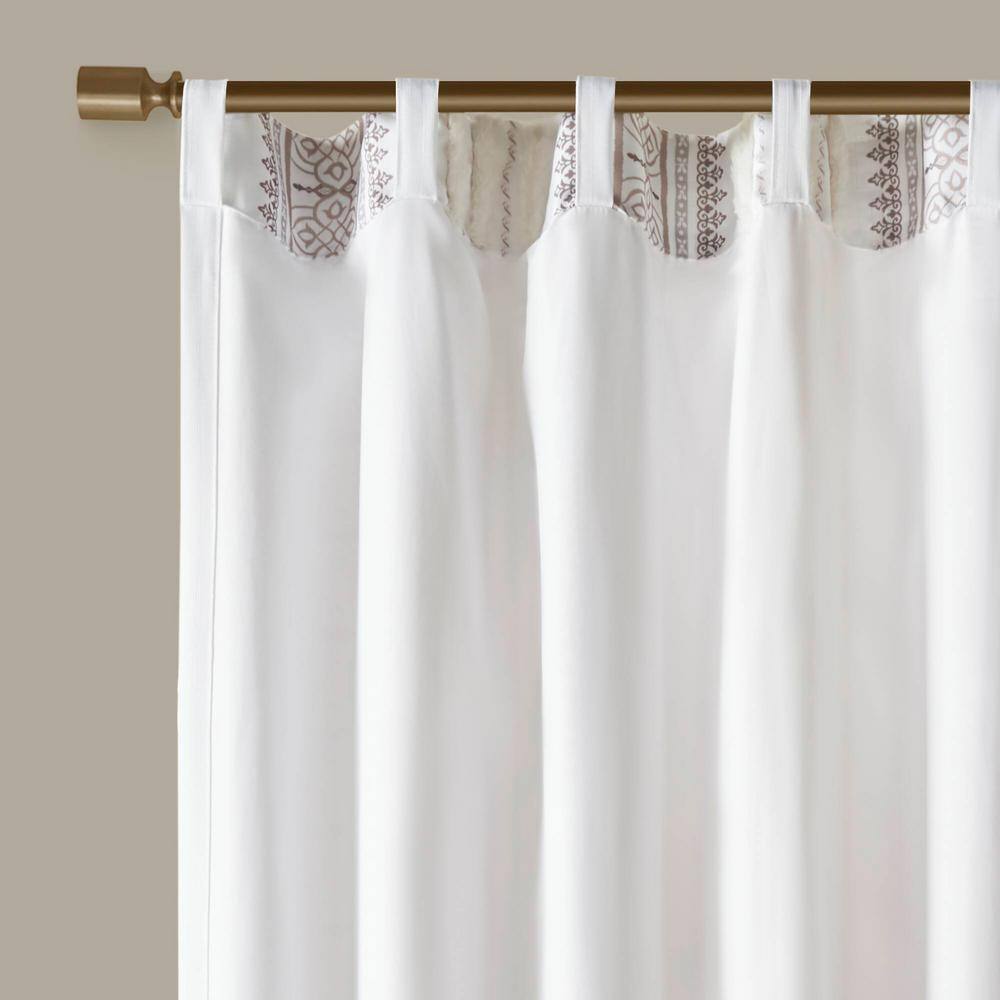 Extra Long White Velvet Geometric Stripe Drape Panel