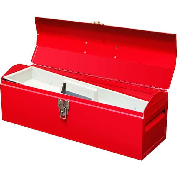 Small Metal Tool Box Red Barn Storage Carry Case Organiser 42 cm Toolbox Handle 