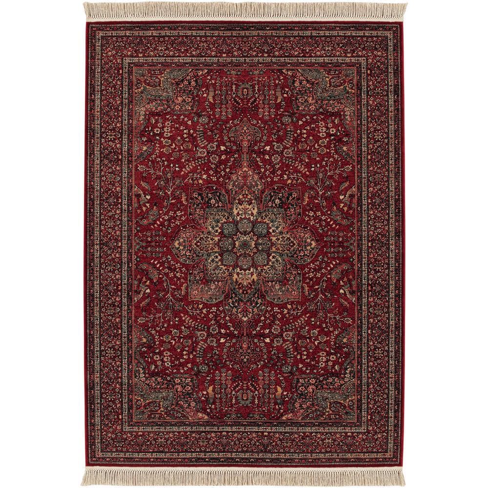 Antique Red Hand-Knotted Wool Rectangular Area Rug 7'10" x 11'2"