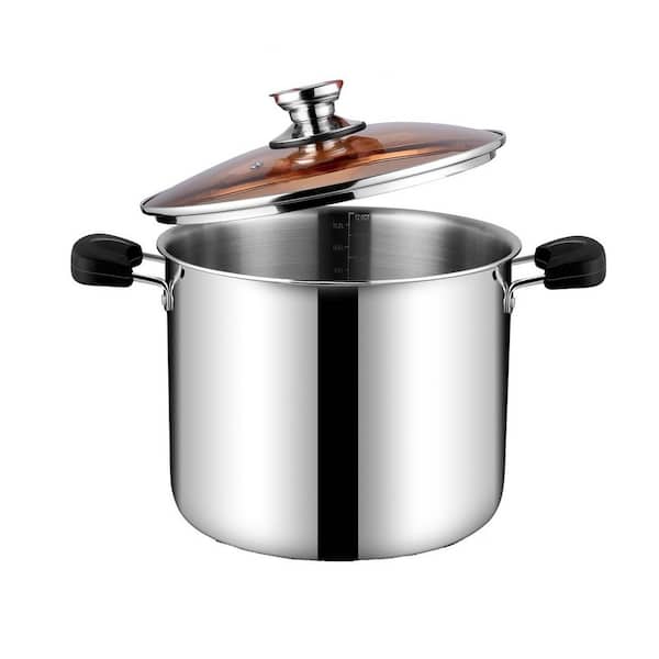 Tri-Ply Stainless Steel Stock Pot 12 qt. with Lid and Anti-Scald Handles, Induction Compatible for Cooking Soup, Stewing