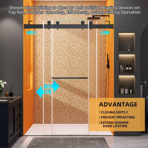 Zeafive 60 in. W x 79 in. H Frameless Shower Door Alcove