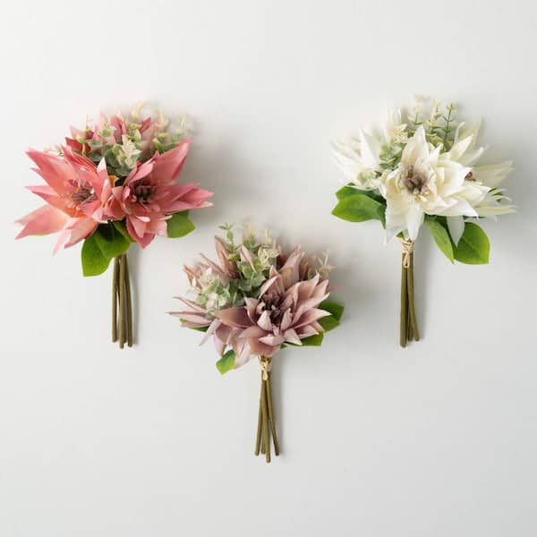SULLIVANS 11 .5" Artificial Lotus Blossom Bush Set of 3