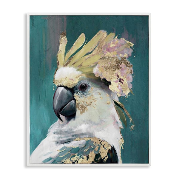 Stupell Industries Cockatoo with Gold Accents by Svetlana Aleynikova White Framed Animal Giclee Art Print 14 in. x 11 in.