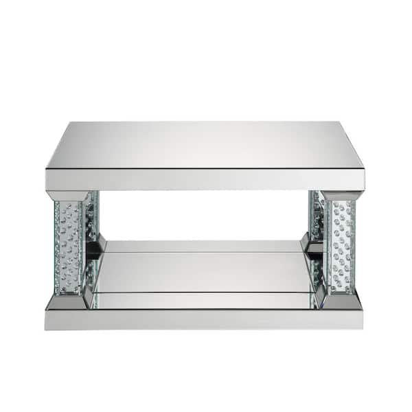 Acme Furniture Nysa Mirrored and Faux Crystals Coffee Table