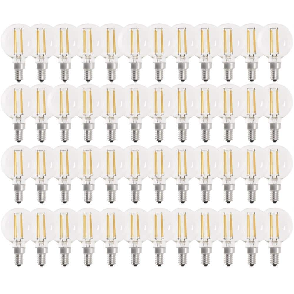 Feit Electric 40-Watt Equivalent G16.5 Globe Dimmable Filament Clear CEC Title 20 E12 LED Vintage Edison LIght Bulb Soft White 48-Pack