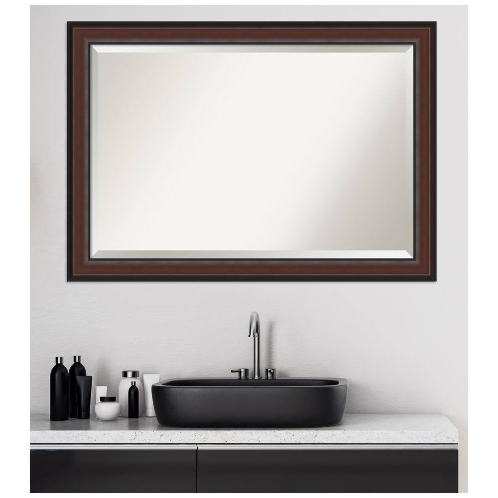 Harvard Walnut Rectangular Beveled Bathroom Vanity Mirror