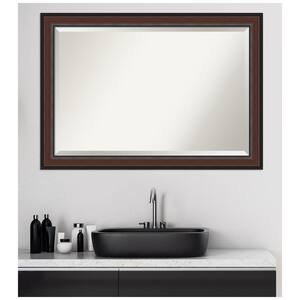 Medium Rectangle Walnut Cherry Beveled Glass Classic Mirror (28.5 in. H x 40.5 in. W)