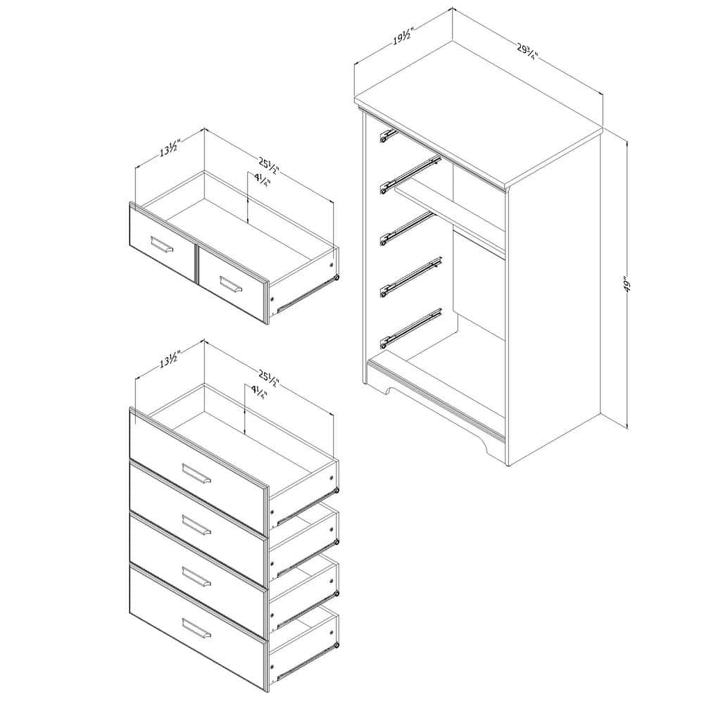 Versa Weathered Oak Vertical 5-Drawer Chest