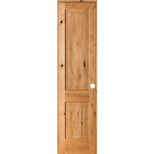 Krosswood Doors 18 in. x 96 in. Rustic Knotty Alder Wood 2 Panel Square Top Left-Hand/Inswing Clear Stain Single Prehung Interior Door