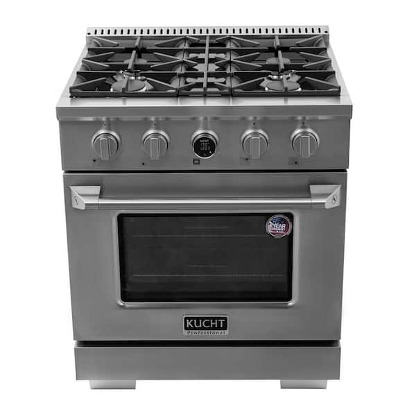 Kucht 30 in. 4.2 cu. ft. 4-Burners Dual Fuel Range for Natural Gas in Stainless Steel with Horus Digital Dial Thermostat