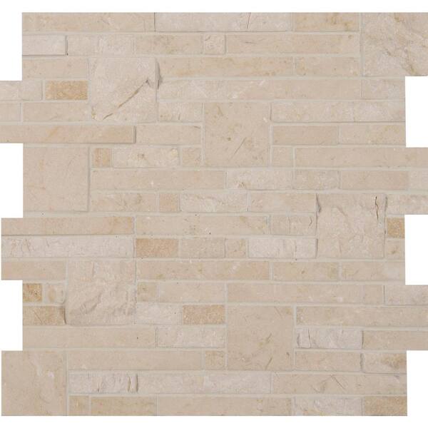 MSI Crema Opus 12 in. x 12 in. x 10mm Natural Marble Mesh-Mounted Mosaic Tile (10 sq. ft./Case)