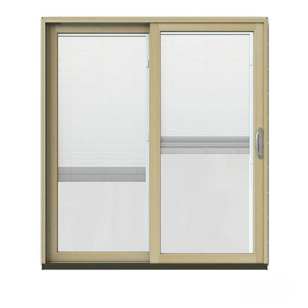 JELD-WEN 72 in. x 80 in. W-2500 Contemporary Silver Clad Wood Left-Hand Full Lite Sliding Patio Door w/Unfinished Interior
