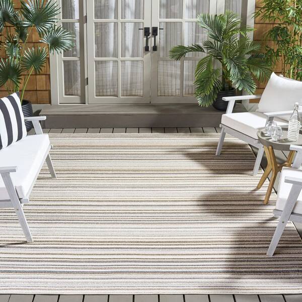 Cabana 10 x 14 Ivory/Gray Stripe Area Rug