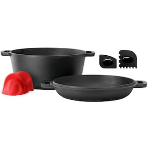 5 qt. Pre-Seasoned 2-in-1 Cast Iron Dutch Oven and Skillet