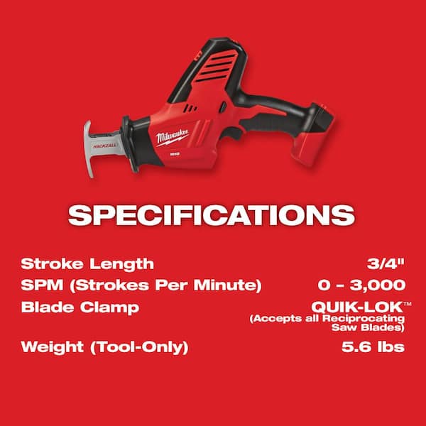 Milwaukee - M18 18V Lithium-Ion Cordless HACKZALL Reciprocating Saw Kit with (1) 3.0Ah Battery, Charger and Tool Bag