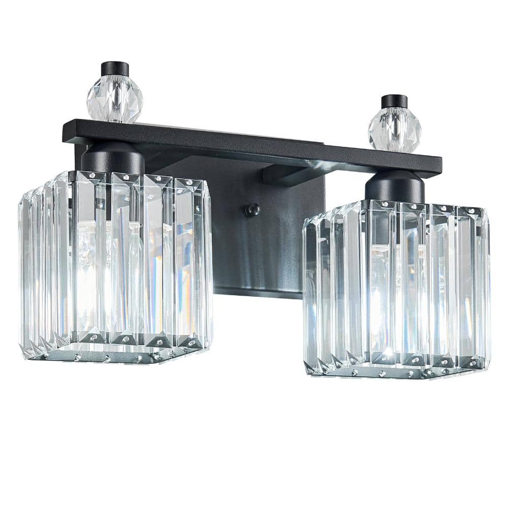 13.77 in.2-Light Sand Black Crystal Vanity Light For Bathroom price history on PriceWatchPro