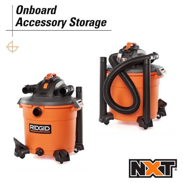 RIDGID - 16 Gallon 5.0 Peak HP NXT Shop Vacuum Wet Dry Vac with General Debris Filter, Locking Hose and Accessory Attachments