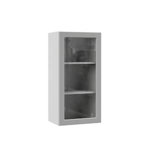 Designer Series Melvern Assembled 18x36x12 in. Wall Kitchen Cabinet with Glass Door in Heron Gray