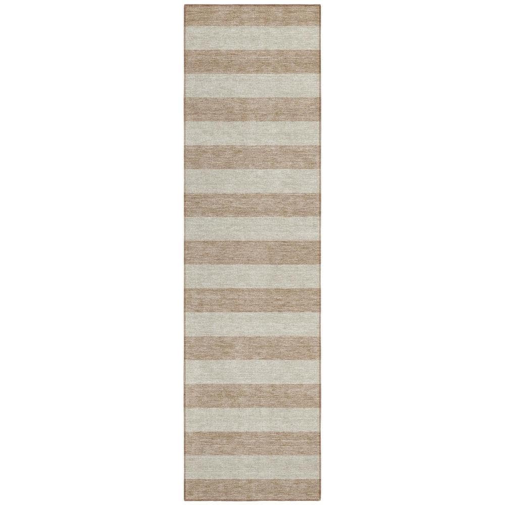 Beige 2 ft. x 8 ft. Woven Striped Polyester Runner Indoor/Outdoor Area Rug price history on PriceWatchPro