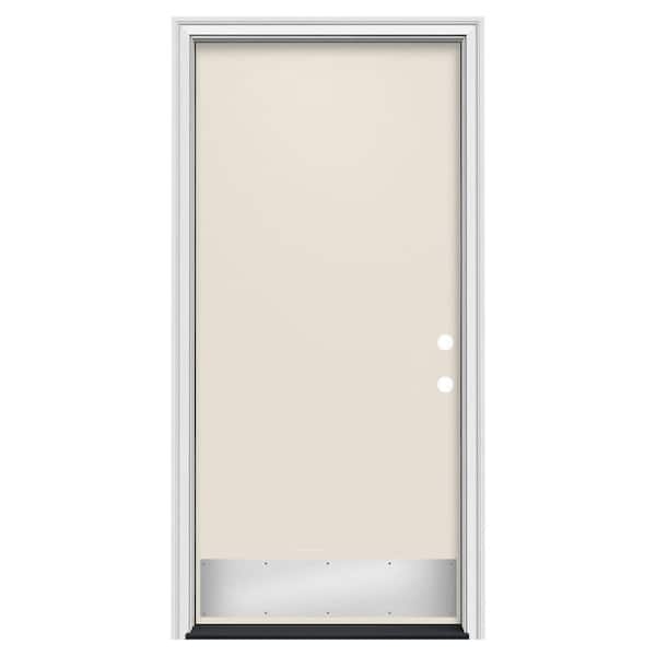 JELD-WEN 36 in. x 80 in. Flush Left-Hand/Inswing Primed Steel Prehung Front Door w/Brickmould, ADA Accessible