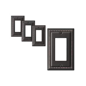 1-Gang Aged Bronze Decorative/Rocker Outlet Metal Wall Plate(4-Pack)