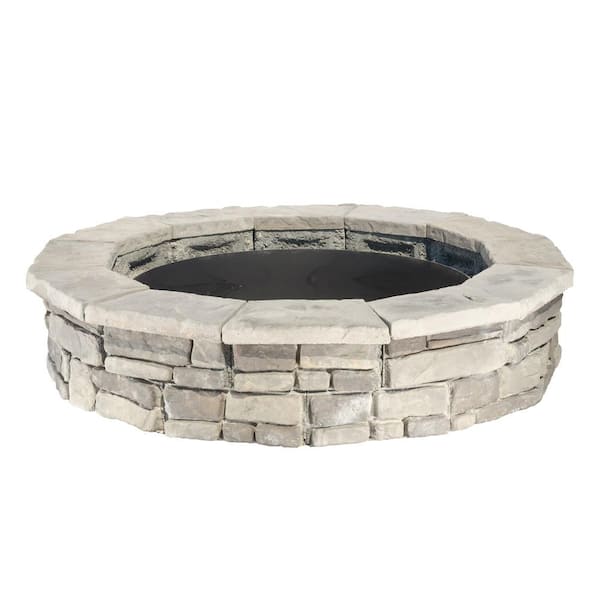 Natural Concrete Products Co 44 in. Random Stone Gray Round Fire Pit Kit