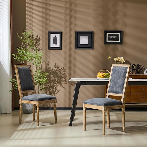 CHRISTOPHER KNIGHT HOME Robin Haze Blue and Natural Upholstered Solid Wood Dining Side Chairs (Set of 2)