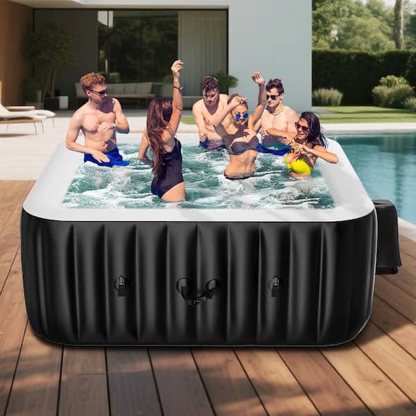 6-Person Blow Up Inflatable Hot Tub 240 Gal Large 120V Portable Hot Tub Leak-Proof PVC Outdoor Spa w/ 130 Air Jet