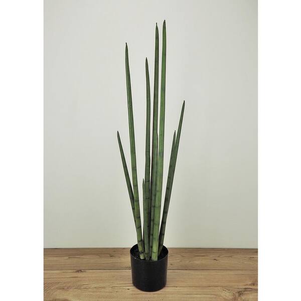 68 in. The Mod Greenhouse Green Artificial Agave Tree in Black Pot Filler  Base