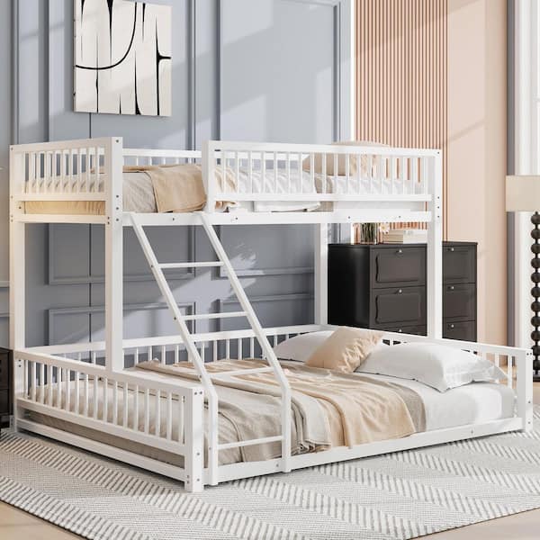 Harper & Bright Designs White Twin XL Over Queen Metal Floor Bunk