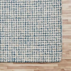 Charlie Teal/Cream 8 ft. x 10 ft. Contemporary Grid Handmade Indoor Area Rug