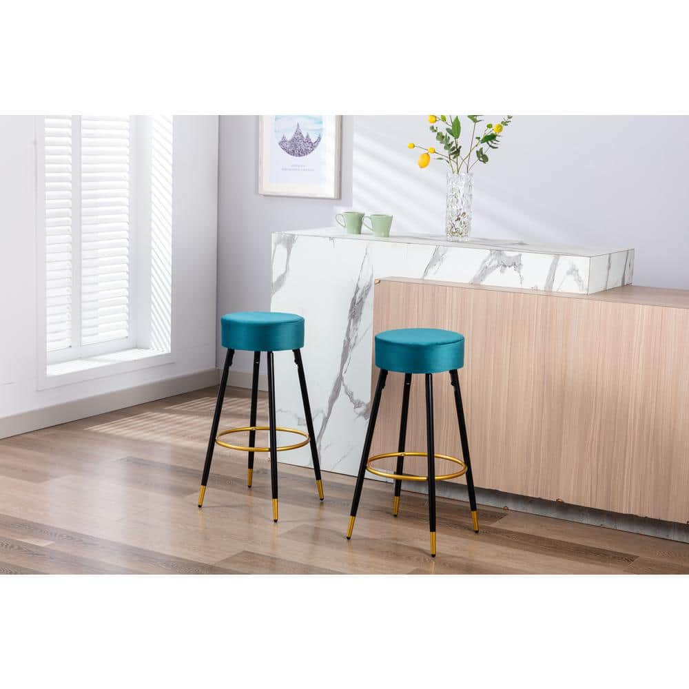 GOJANE 30.31 in. Pink Backless Metal Counter Height Bar Stools