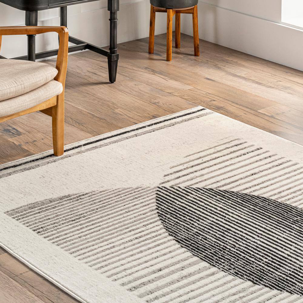 Eclipse Geometric 9' x 12' Gray Synthetic Area Rug